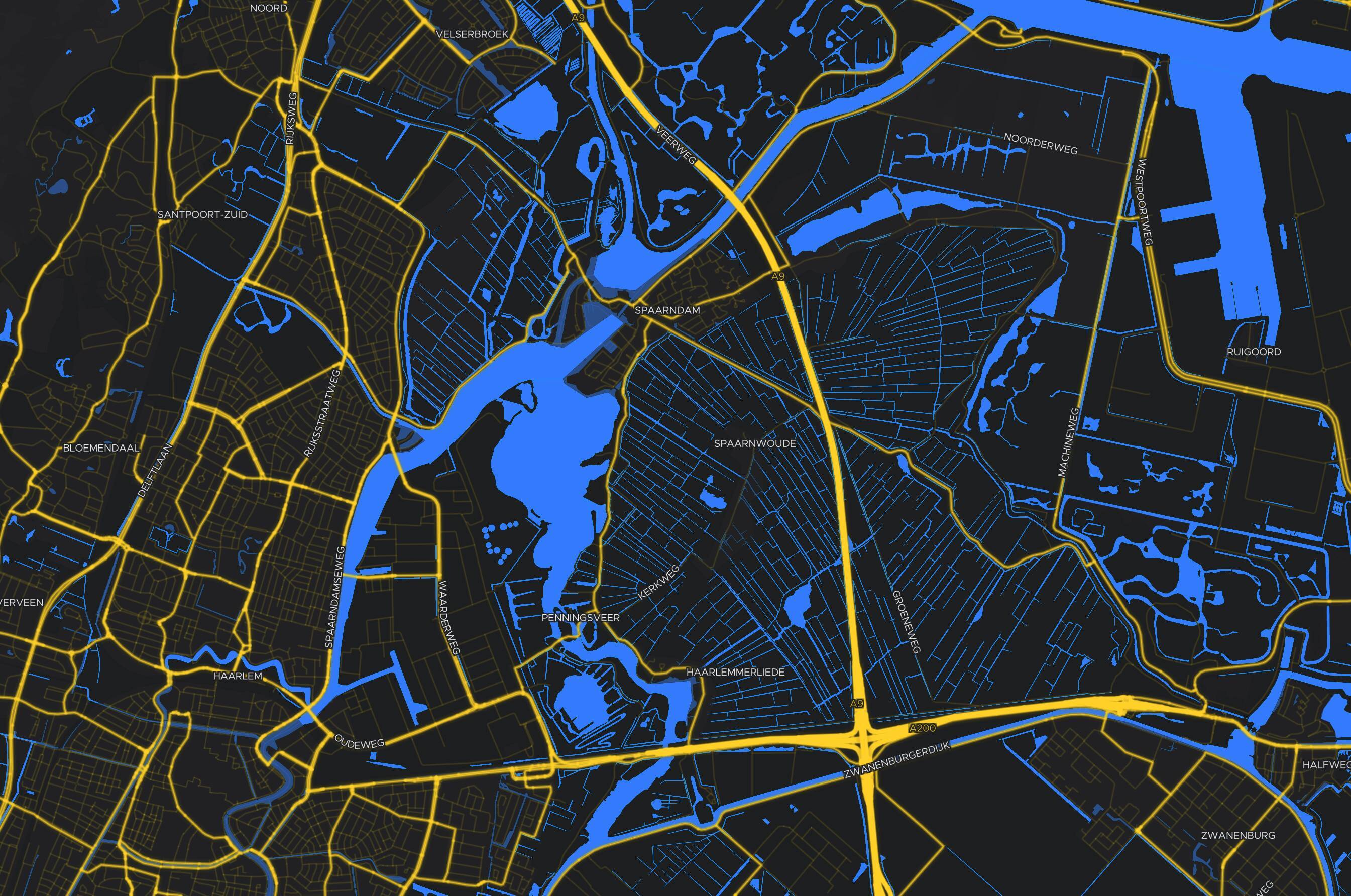 AI-branded map with custom colors and markers