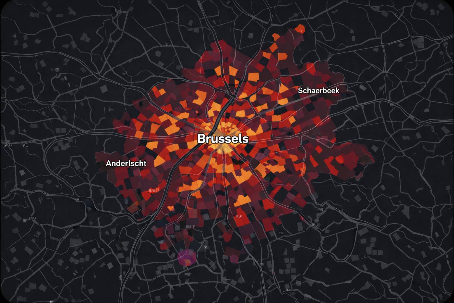 Population density choropleth map
